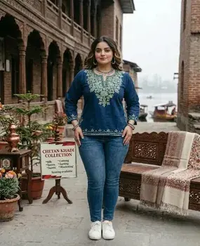 Black kashmiri Kurti bottom section