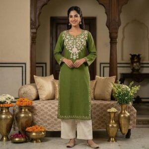 Green Long kashmiri Kurta