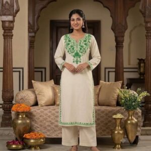 White Kurta Kashmiri
